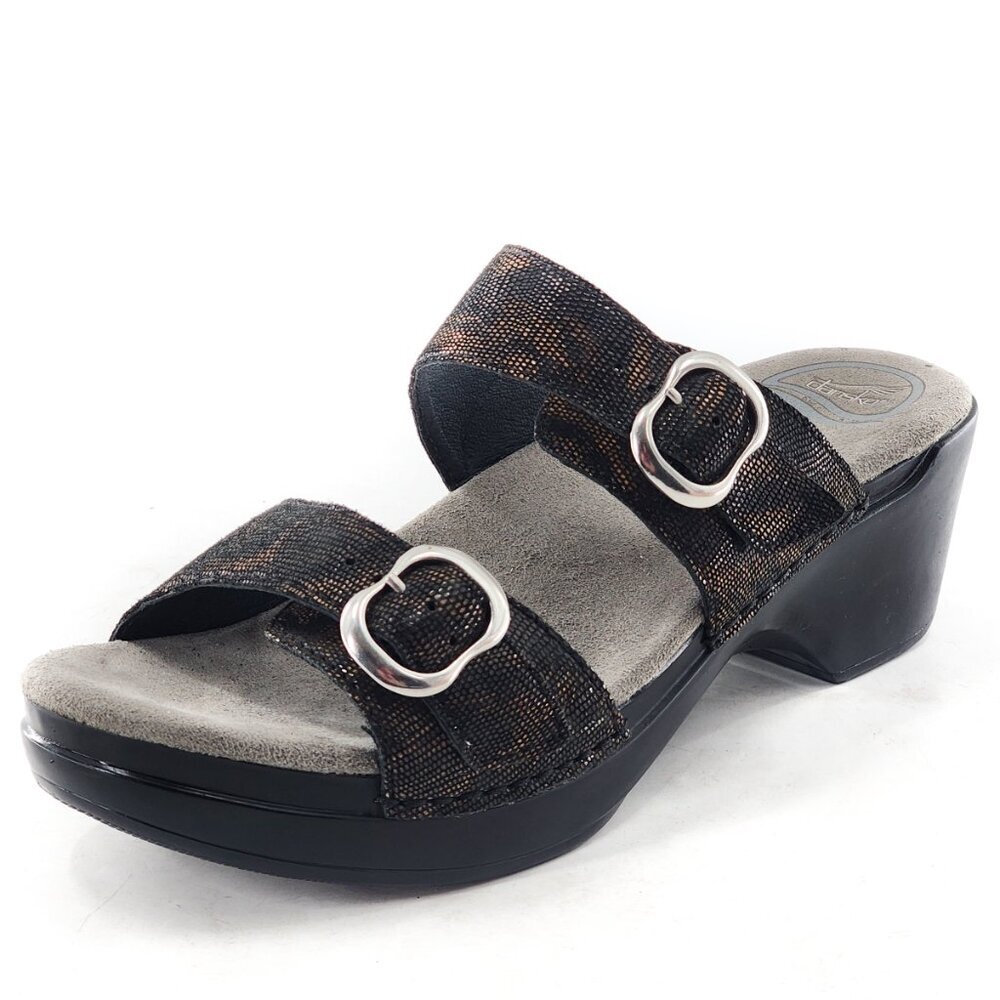 DANSKO‎ Sophie Metallic Python 2-Strap Sandal Slide Platform